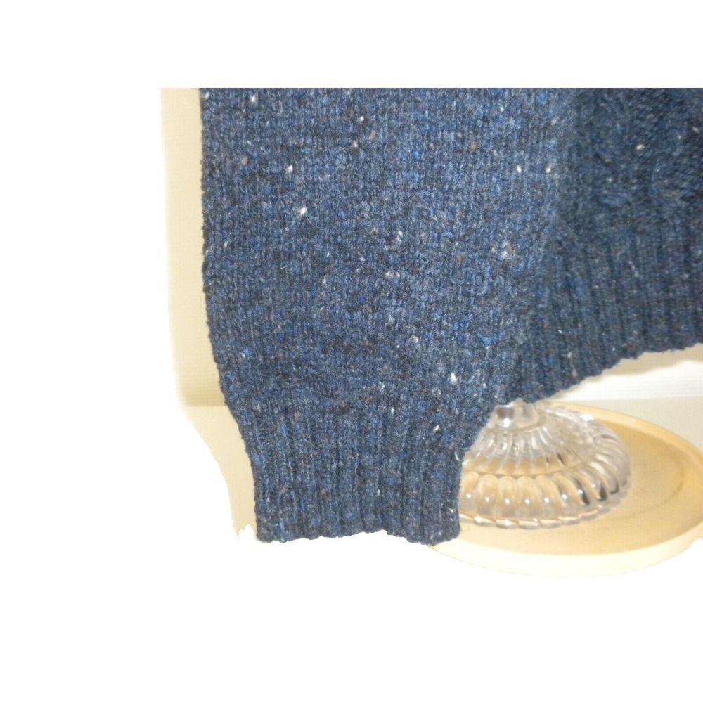 John‎ Lewis Sweater Mens XL Blue Marled Cable Knit 1/4 Zip Merino Wool Fisherman - Picture 6 of 16